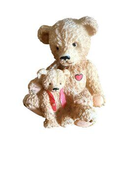 Mother & Baby Bear Figurine With Heart Accents 4" Tall Made In China